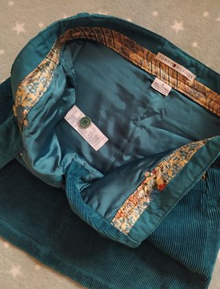 Tommy Hilfiger Falda de pana turquesa Talla 40