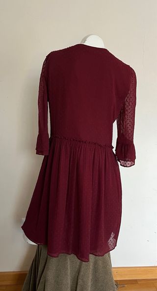 Vestido Boho Vintage Bordado burdeos