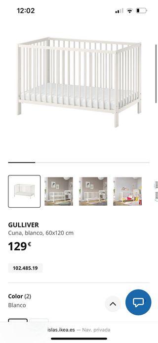 Cuna Ikea 3 posiciones + Colchón antiasfixia