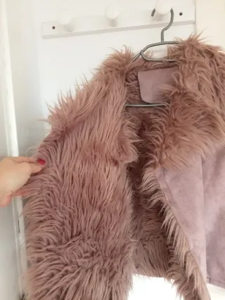 Chaqueta rosa con pelo talla M