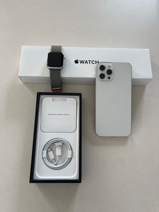 iPhone 12 Pro Max + Apple Watch SE Plata