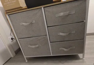 Cajonera de tela beige y gris