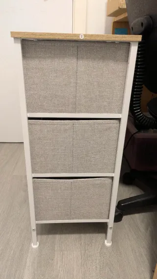 Cajonera de tela beige y gris