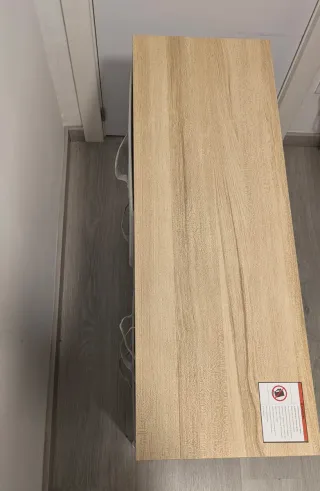 Cajonera de tela beige y gris