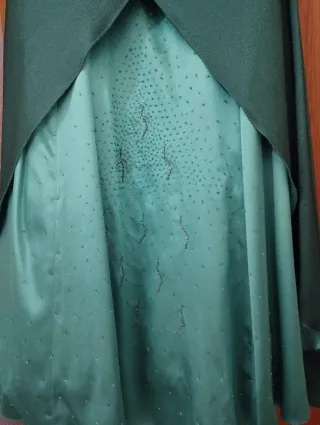 Vestido de fiesta verde y turquesa