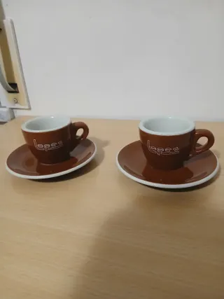 Tazzine Lepes in ceramica con piattini anni '70