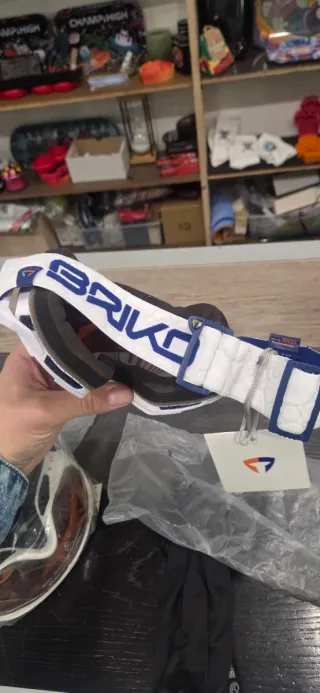 Maschera da sci bianca con lenti blu