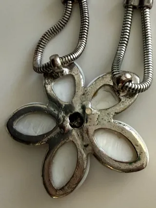 Collar flor cerámica pedrería cadena doble A00065