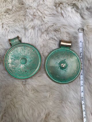 Colgante Metal Dorado Esmalte Turquesa