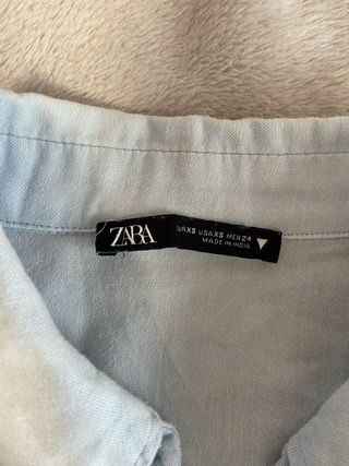 Camisa Zara Crop Manga Larga Azul Talla XS
