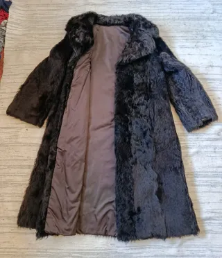 Abrigo vintage de piel natura astracán marrón