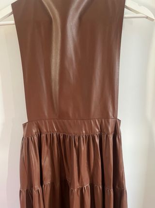 Vestido Pichi Polipiel Marrón Zara Talla XS
