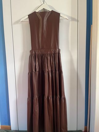 Vestido Pichi Polipiel Marrón Zara Talla XS