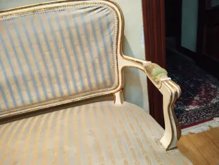 Sofá y butacas Luis XV tela y madera