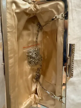 Clutch Fiesta Encaje Camel Cristales