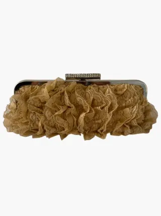 Clutch Fiesta Encaje Camel Cristales