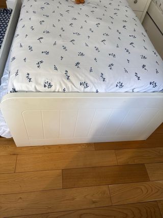 Cama nido madera blanca 90 cm y mesilla opcional