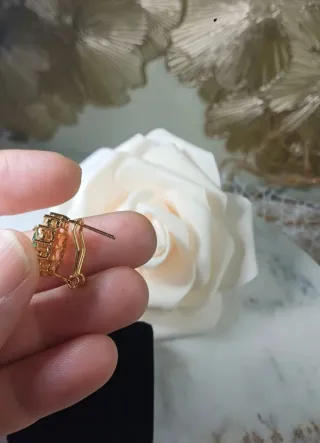 Pendientes Vintage Oro y Cristal Esmeralda