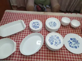 Vajilla 55 piezas azul y blanco