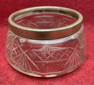 Centro de mesa cristal y plata antiguo