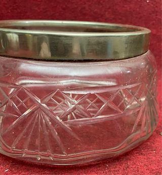 Centro de mesa cristal y plata antiguo