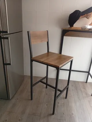 Silla alta madera y metal