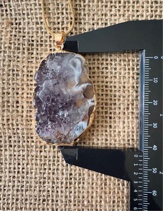 Colgante Ágata Grande Baño Oro Con Joyero