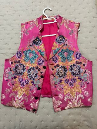 Chaleco fallero rosa y azul