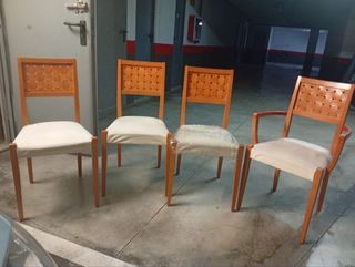 Juego de 4 Sillas Madera Tapizado Blanco