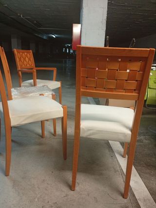 Juego de 4 Sillas Madera Tapizado Blanco