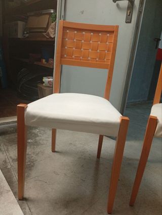 Juego de 4 Sillas Madera Tapizado Blanco