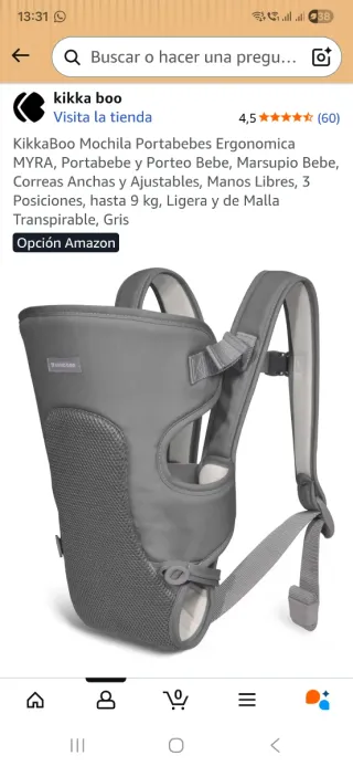 KikkaBoo Mochila Portabebes Ergonomica MYRA