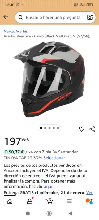 Casco Moto Trail/Enduro/Motocross Acerbis talla M