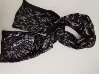 Cinturón y fular fiesta, terciopelo negro y plata