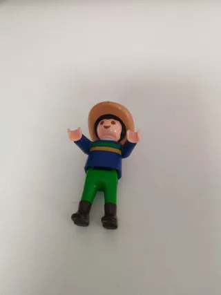 Playmobil niño vaquero sombrero azul/verde