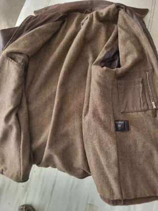 Chaqueta de piel hombre marrón