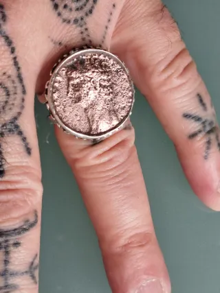 Anillo Plata de ley con Moneda Romana