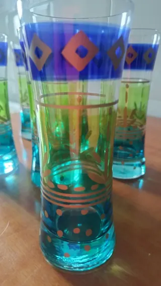 Juego 6 Vasos Decorados Mano