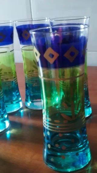 Juego 6 Vasos Decorados Mano