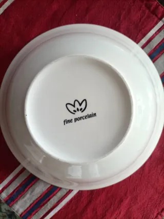 6 Platos hondos de porcelana con flor