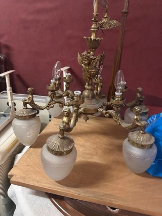 Lámpara de Techo Vintage Bronce y Cristal