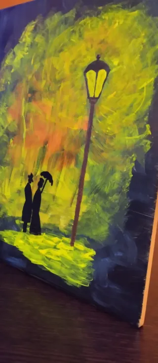 Dipinto.paesaggio con innamorati