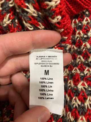 Jersey Loreak Mendian Lino Mujer Rojo