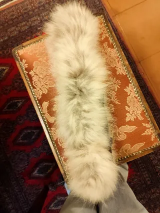 Set 2 colli pelliccia beige/grigio