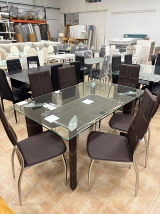 Mesa Comedor Cristal + 6 Sillas