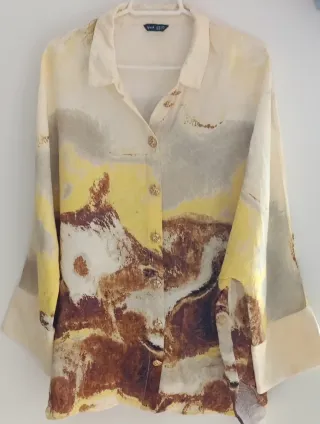 Conjunto blusa y pantalón estampado