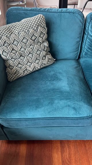 Sofá azul 3 plazas de terciopelo