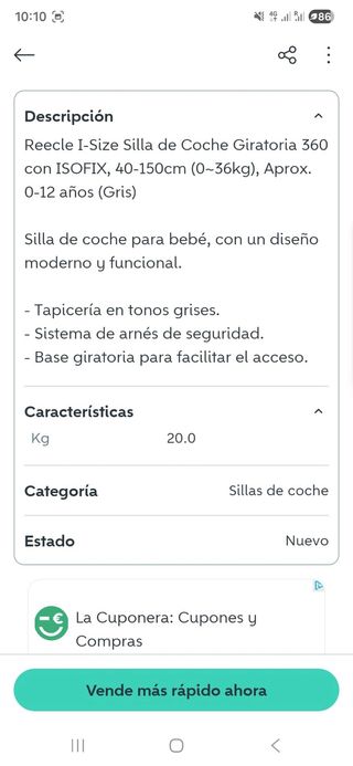 Silla coche para bebe