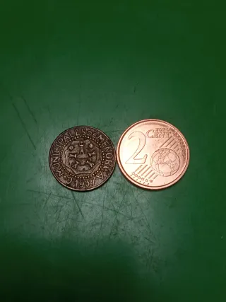 Moneda 25 céntimos Menorca 1937
