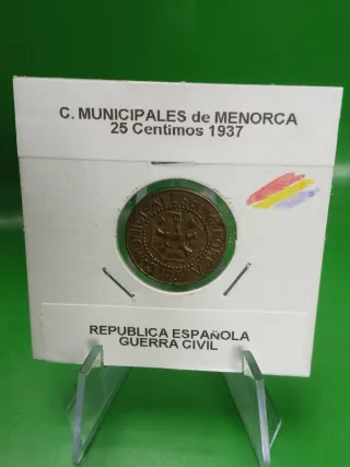 Moneda 25 céntimos Menorca 1937